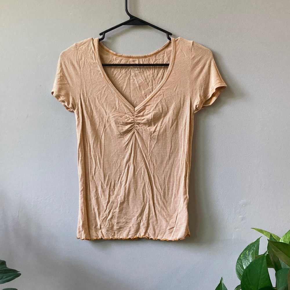 American Eagle Yellow Stripped Shirt